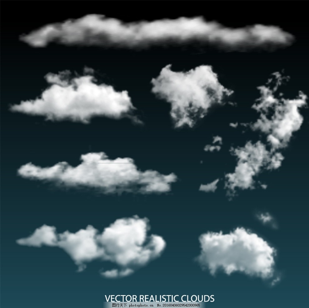 白色逼真云朵设计矢量素材 为广告设计注入天空的自然之美